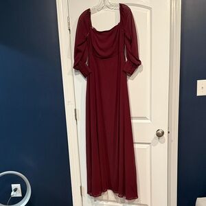 Lulu's Deep Red Long Sleeve Dress